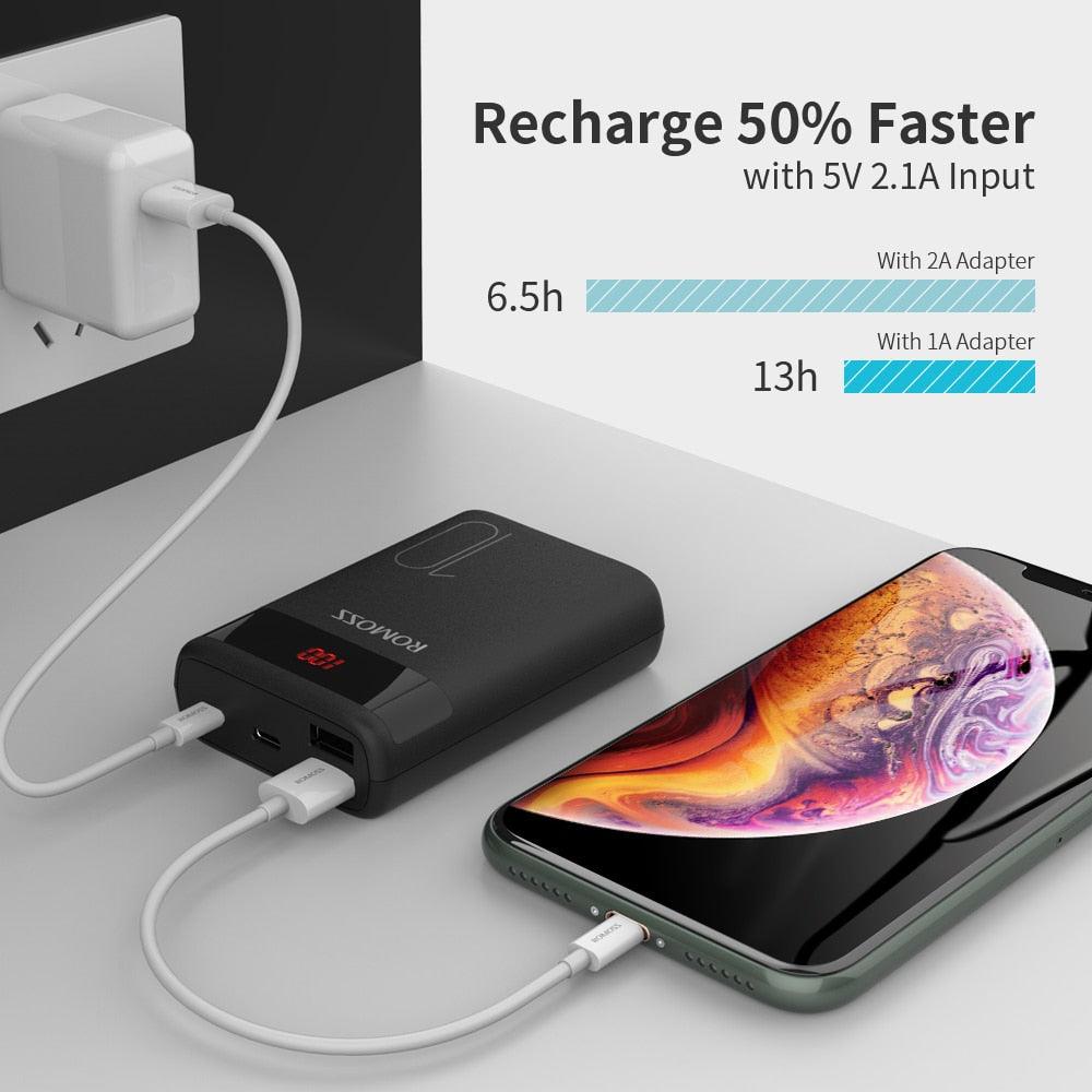 Ares 10 10000mAh Power Bank With Double USB Port - External Battery Pack - Travel Size Portable Charger (D79)(1LT1)