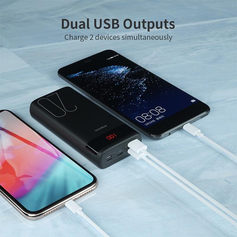 20000mAh Power Bank - USB Type Portable Charger - External Battery 5V 2.1A With LED Display (1LT1)(F104)
