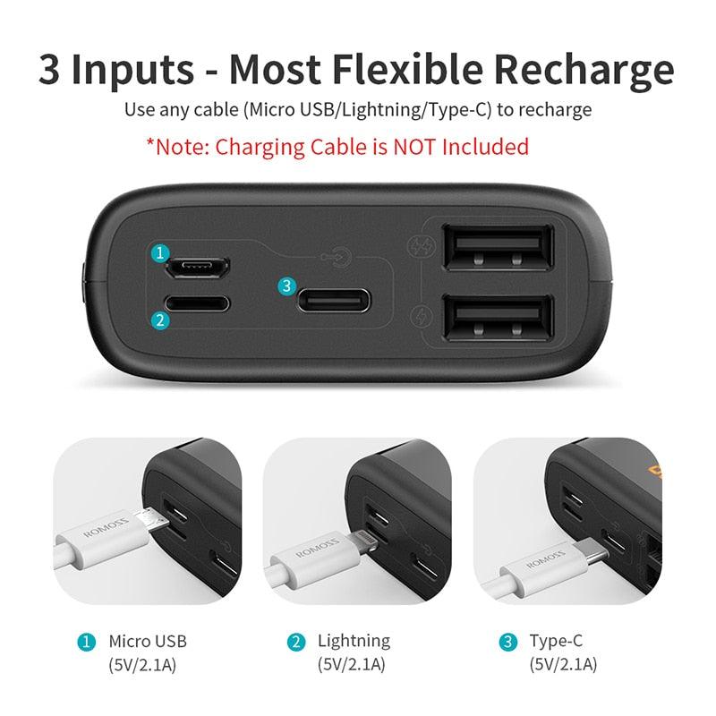 20000mAh Power Bank - USB Type Portable Charger - External Battery 5V 2.1A With LED Display (1LT1)(F104)