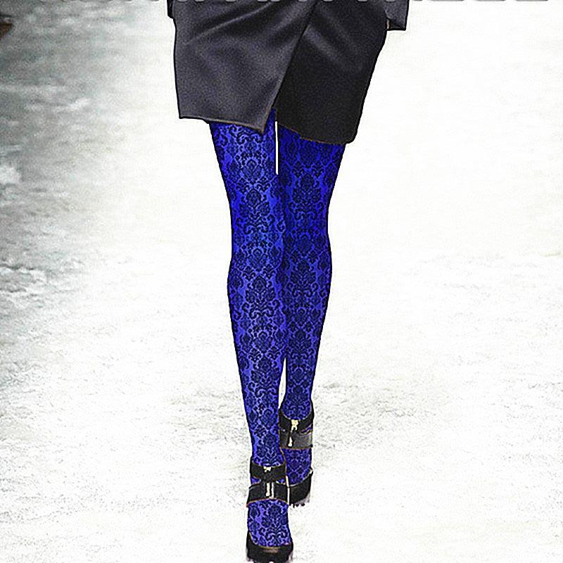 Women's Tights Blue Pattern Printed Tights (1WH1)(F31)