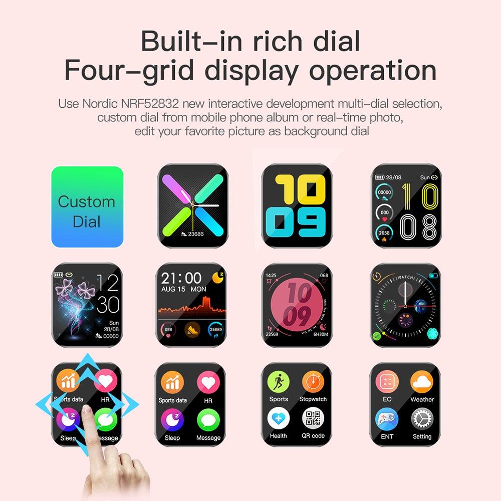 Great Smart Watch - Blood Pressure Oxygen Monitor With Game Function Multilingual Smartwatch - Android IOS (D82)(D84)(RW)