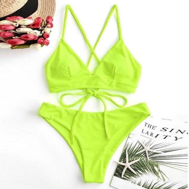 Amazing Sexy Bandage Bikini - Women Swimsuit - Thong Push Up Bikinis Set - Bathing Suit (TB8D)(F26)