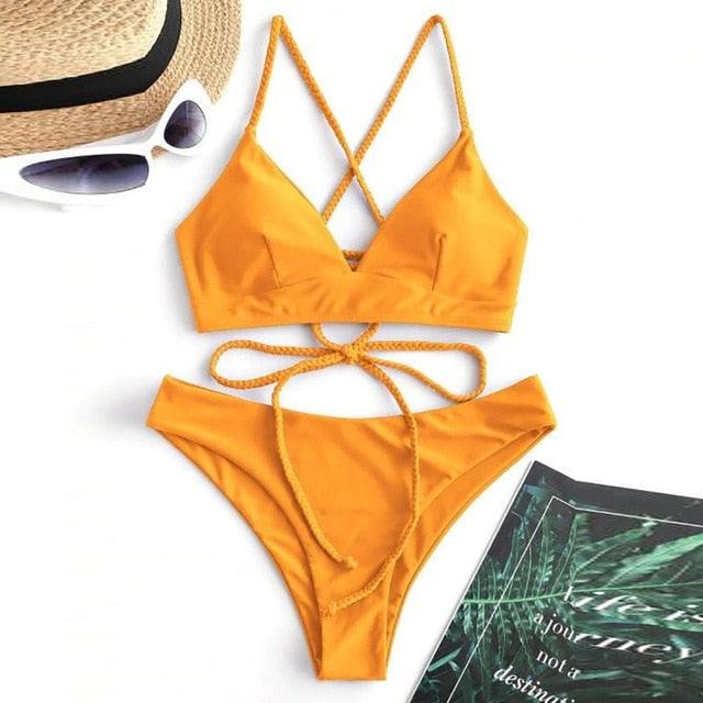 Amazing Sexy Bandage Bikini - Women Swimsuit - Thong Push Up Bikinis Set - Bathing Suit (TB8D)(F26)