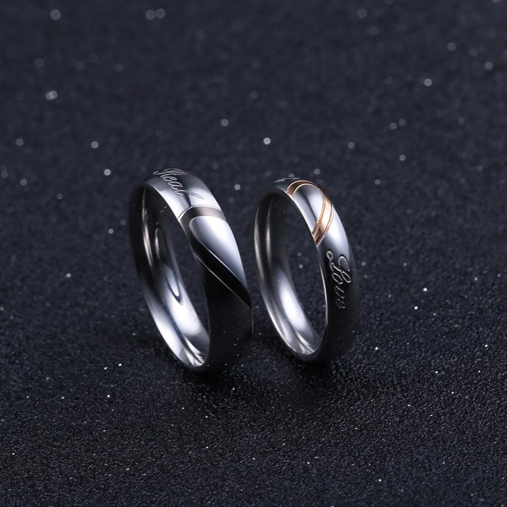5mm Couple Wedding Bands Rings - Stainless Steel Jewelry Engagement Ring (MJ1)(F83)