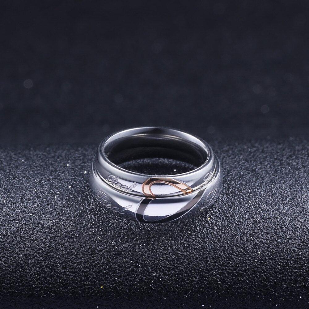 5mm Couple Wedding Bands Rings - Stainless Steel Jewelry Engagement Ring (MJ1)(F83)