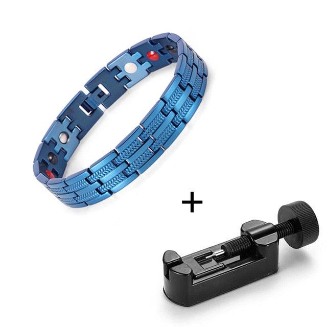 Men's Healing Magnetic Stainless Steel Bracelets With Gold Plating Hand Chain (MJ3)