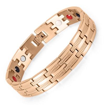 Men's Healing Magnetic Stainless Steel Bracelets With Gold Plating Hand Chain (MJ3)