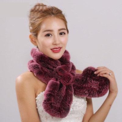 Trending Real Rex Rabbit Fur Scarves - New Fashion Women Ruffles Knitted Warm Scarf (D87)(WH9)