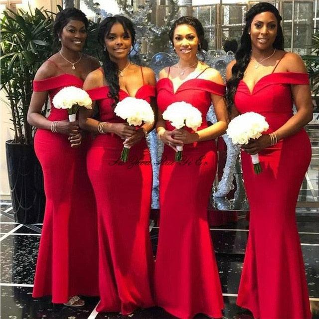 Great Mermaid Bridesmaid Dresses - Off Shoulder Maid Of Honor Dress - Wedding Party Gowns (D18)(WSO2)