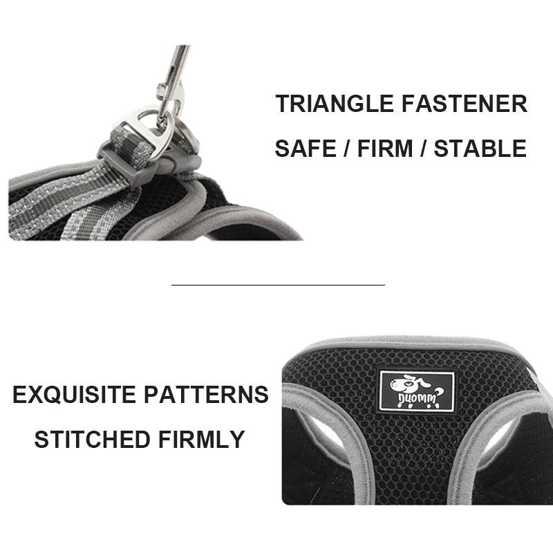 Reflective Dog Cat Harness Leash Set - Adjustable Vest No Pull Breathable Mesh Outdoor Products (1U75)(1U70)