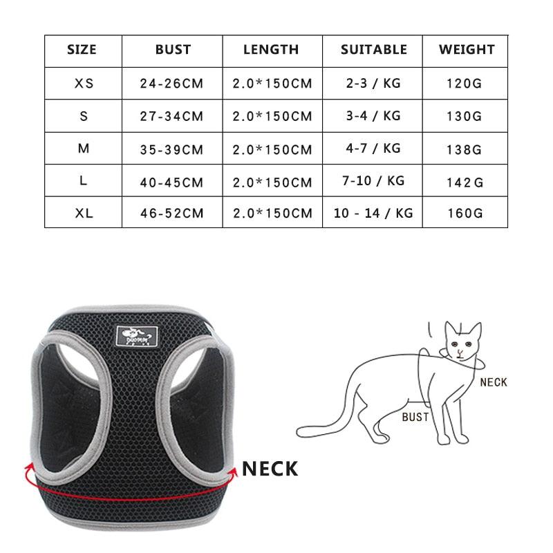 Reflective Dog Cat Harness Leash Set - Adjustable Vest No Pull Breathable Mesh Outdoor Products (1U75)(1U70)