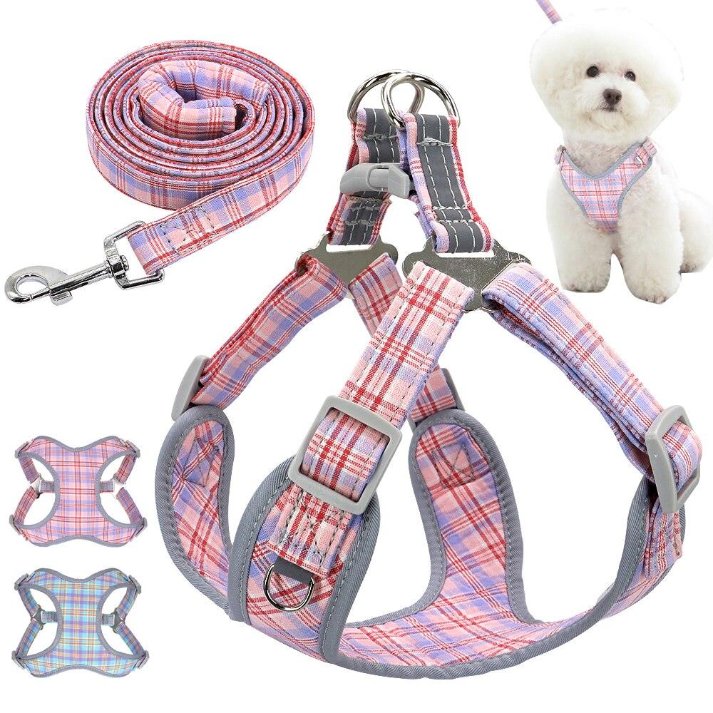 Reflective Dog Harness Leash Set - Cute Pet Puppy Chihuahua Harness Soft Vest Harnesses (D70)(3W1)