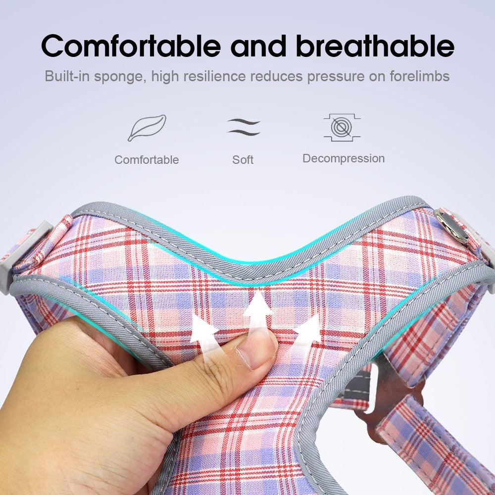 Reflective Dog Harness Leash Set - Cute Pet Puppy Chihuahua Harness Soft Vest Harnesses (D70)(3W1)