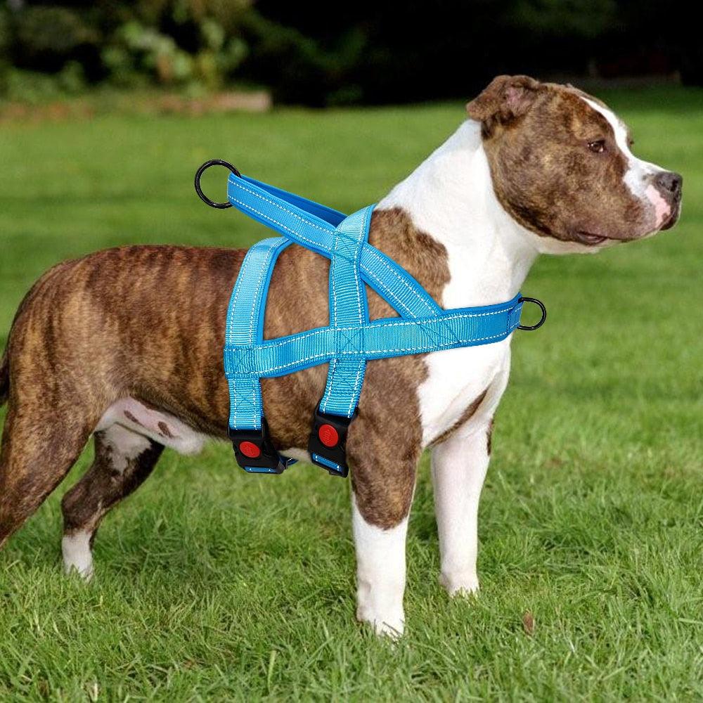 Great Pull Dog Harness Vest Nylon Adjustable Pet Harness Soft Padded Harnesses (D70)(3W1)