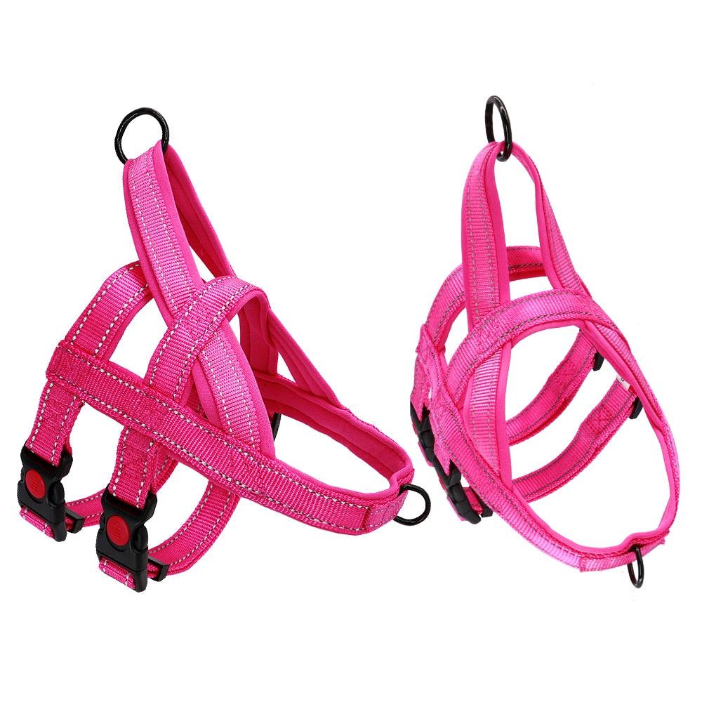 Great Pull Dog Harness Vest Nylon Adjustable Pet Harness Soft Padded Harnesses (D70)(3W1)