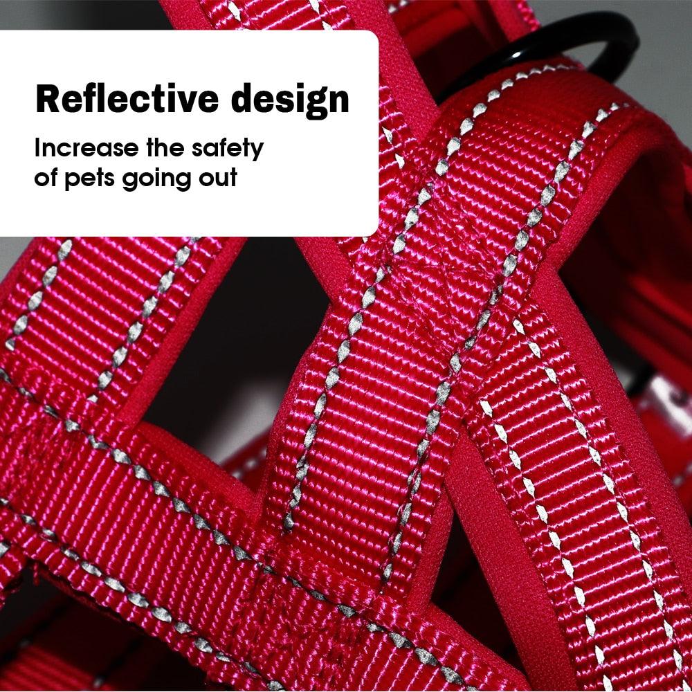 Great Pull Dog Harness Vest Nylon Adjustable Pet Harness Soft Padded Harnesses (D70)(3W1)