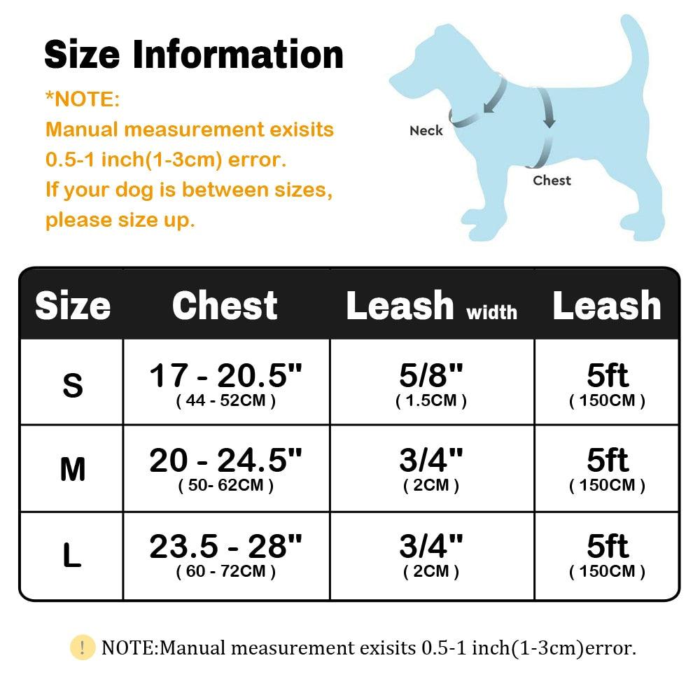 Reflective Nylon Dog Harness And Leash Set - Breathable Mesh No Pull Dog Vest Leash Fashion Printed French Bulldog Harness (3W1)(2W1)