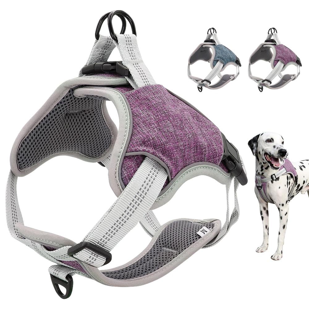 Great Reflective Pet Dog Harness Vest - Adjustable No Pull Medium Large Dog Harness Soft Mesh (D70)(3W1)