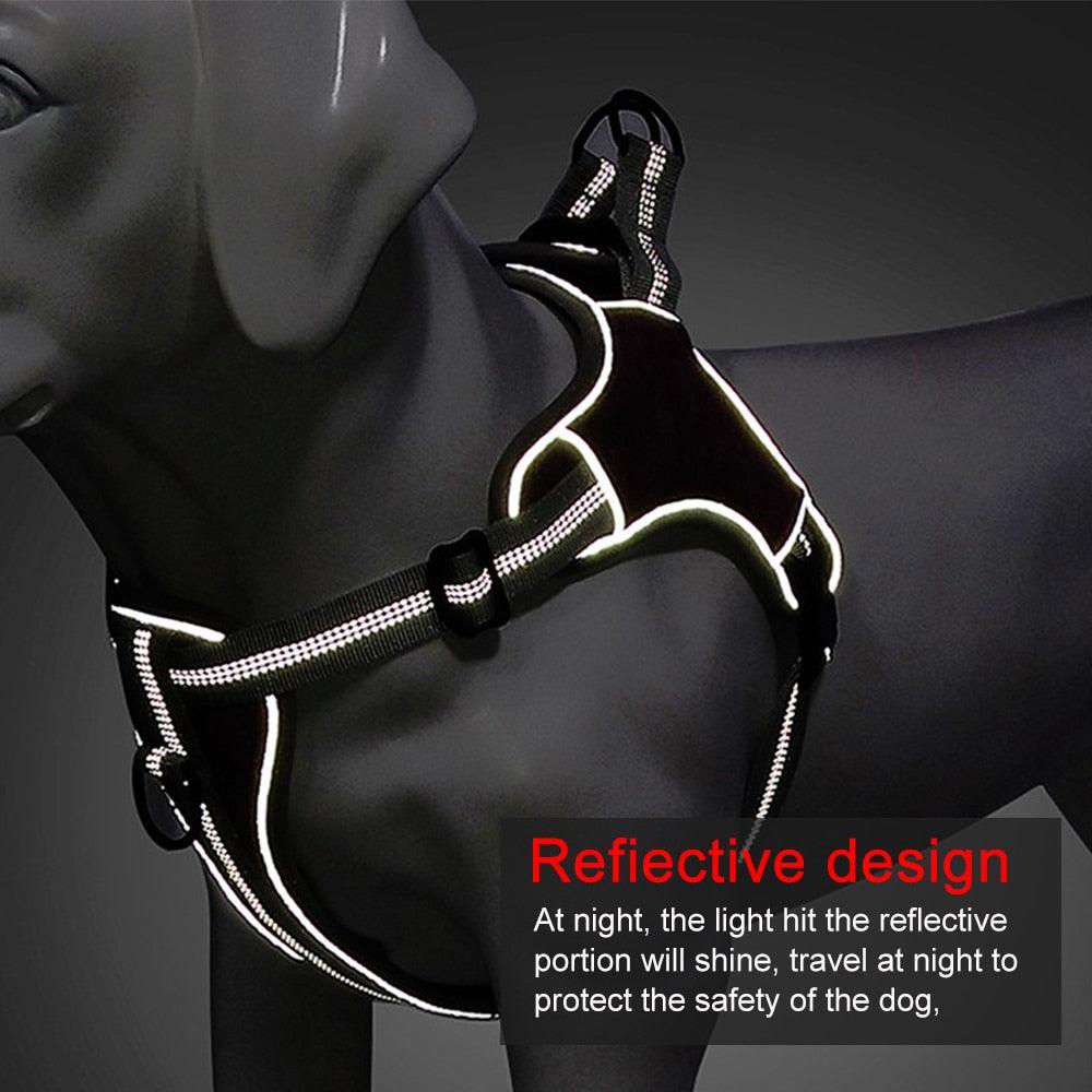 Great Reflective Pet Dog Harness Vest - Adjustable No Pull Medium Large Dog Harness Soft Mesh (D70)(3W1)