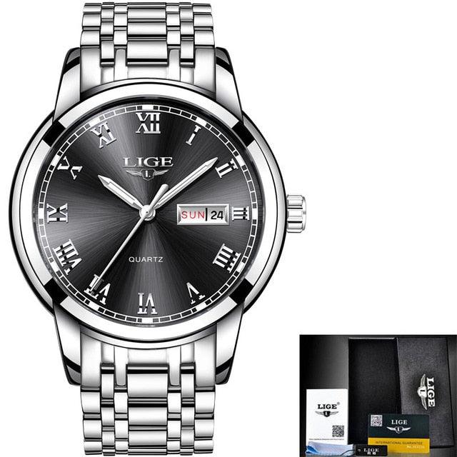 Men Fashion Sport Quartz Watch - Full Steel Gold Business Clock (2MA1)(F84)