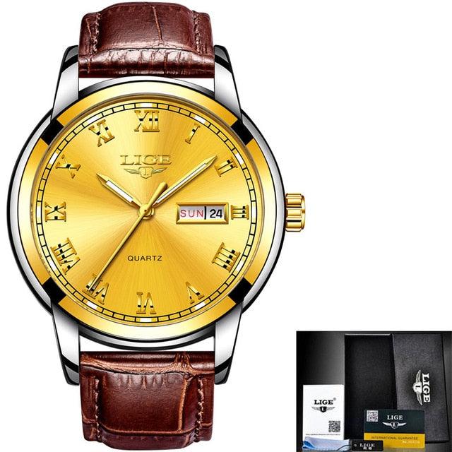 Men Fashion Sport Quartz Watch - Full Steel Gold Business Clock (2MA1)(F84)