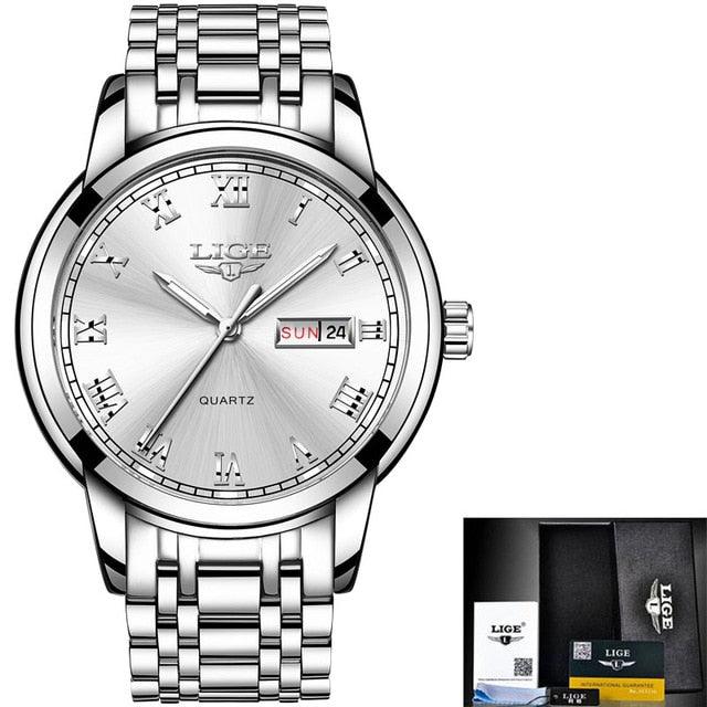 Men Fashion Sport Quartz Watch - Full Steel Gold Business Clock (2MA1)(F84)