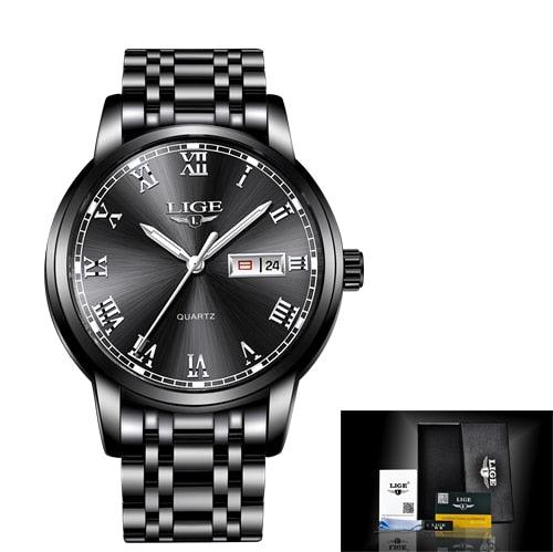 Men Fashion Sport Quartz Watch - Full Steel Gold Business Clock (2MA1)(F84)