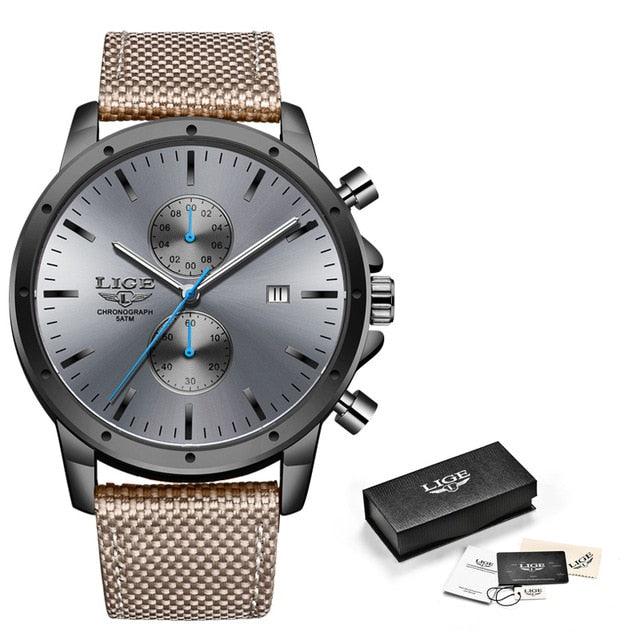 Men's Watches - Luxury Quartz Gold Watch - Men Casual Leather Military Waterproof Sport Wrist Watch (MA9)