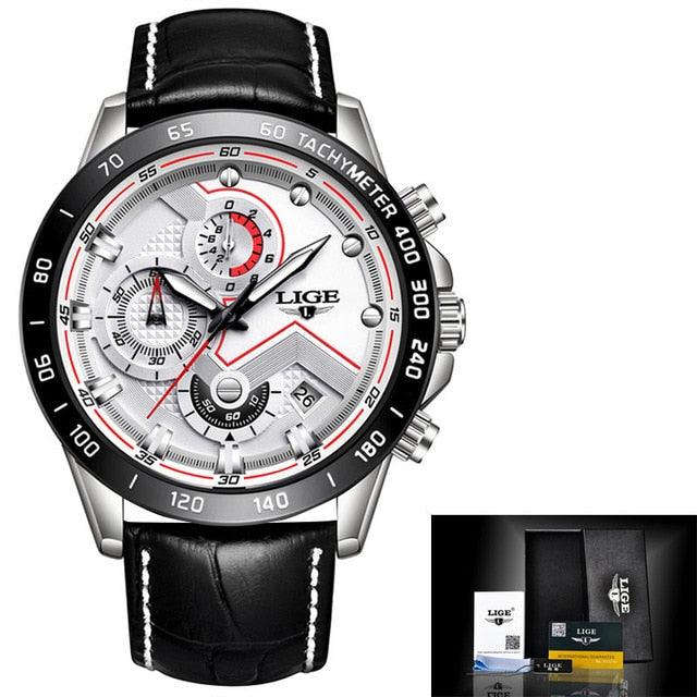 Men's Watches - Luxury Brand Quartz Gold Watch - Fashion Leather Military Waterproof Sport Wrist Watch (D84)(MA9)
