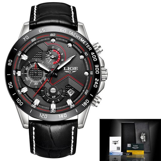 Men's Watches - Luxury Brand Quartz Gold Watch - Fashion Leather Military Waterproof Sport Wrist Watch (D84)(MA9)