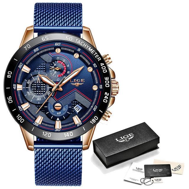 Men's Watches - Luxury Brand Quartz Gold Watch - Fashion Leather Military Waterproof Sport Wrist Watch (D84)(MA9)