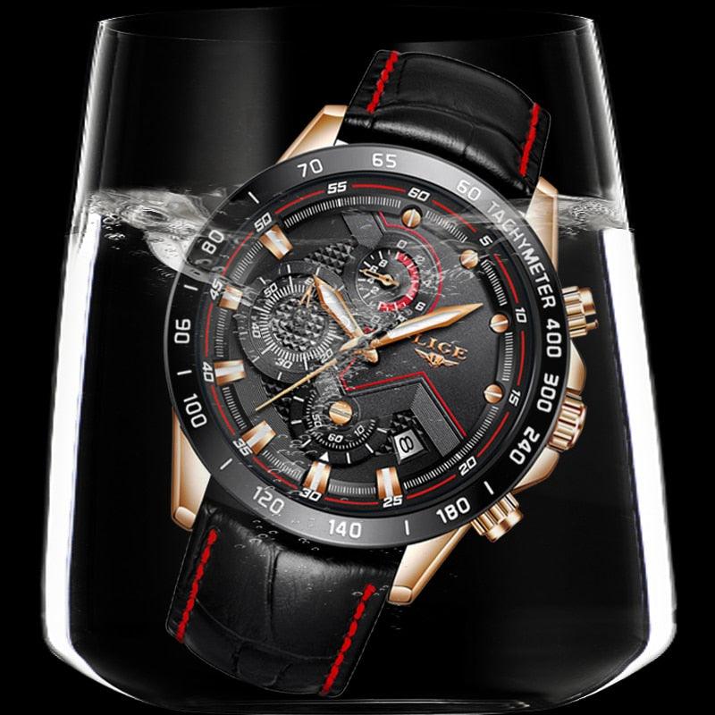 Men's Watches - Luxury Brand Quartz Gold Watch - Fashion Leather Military Waterproof Sport Wrist Watch (D84)(MA9)
