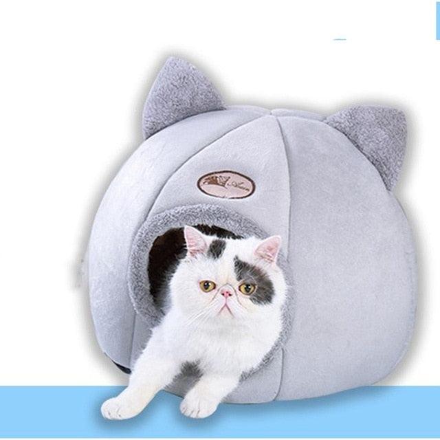 Removable Cat Bed Indoor House With Mattress - Warm Pet Deep Sleeping Winter Puppy Cage Lounger (D75)(9W3)