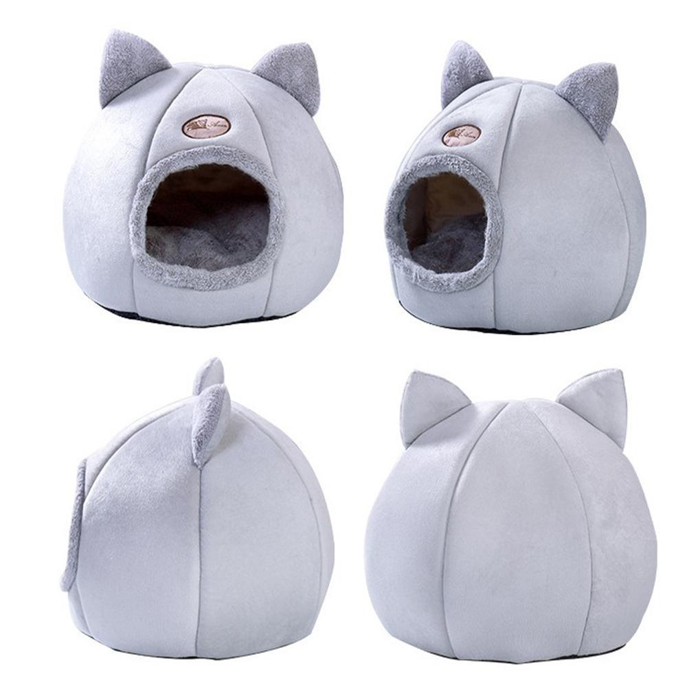 Removable Cat Bed Indoor House With Mattress - Warm Pet Deep Sleeping Winter Puppy Cage Lounger (D75)(9W3)