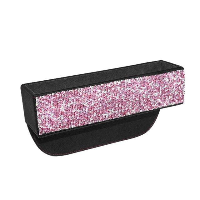 Rhinestone Crystal Leather Car Seat Crevice Storage Box - Multi-purpose Auto Gap Organizers (3LT1)
