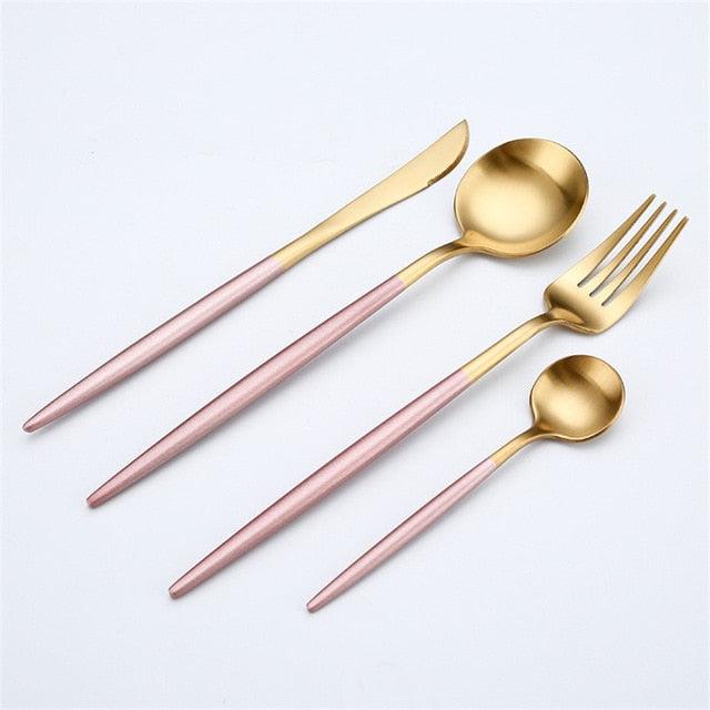 Rose Gold Tableware Set - Stainless Steel Cutlery Set - Western Food Tableware (D61)(AK6)