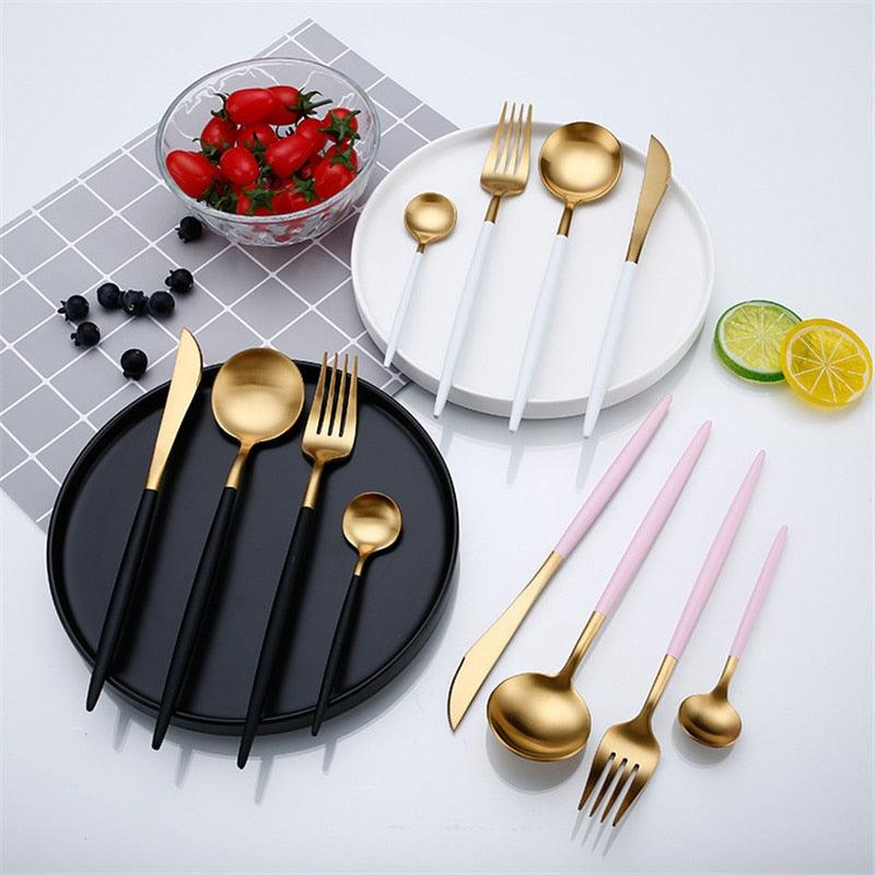 Rose Gold Tableware Set - Stainless Steel Cutlery Set - Western Food Tableware (D61)(AK6)