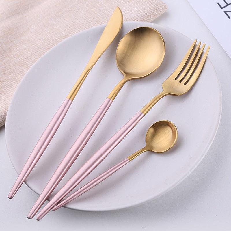 Rose Gold Tableware Set - Stainless Steel Cutlery Set - Western Food Tableware (D61)(AK6)