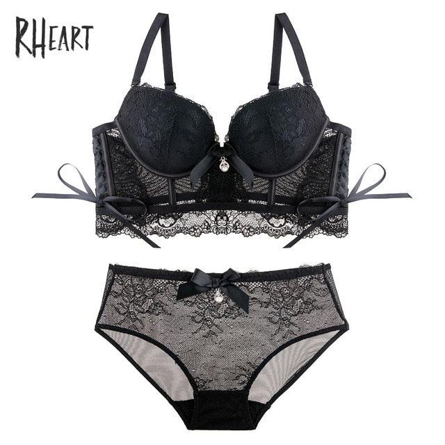 New Trending Women Fashion Sexy Lingerie- Cotton Panties + Push Up Underwire Bras Sets - Big Size (TSB4)