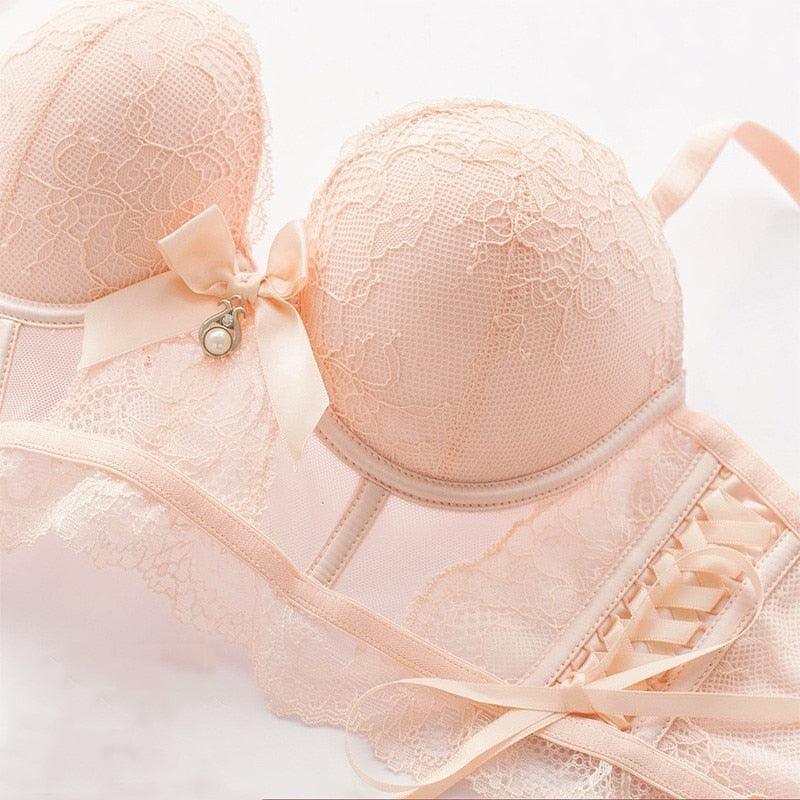 New Trending Women Fashion Sexy Lingerie- Cotton Panties + Push Up Underwire Bras Sets - Big Size (TSB4)