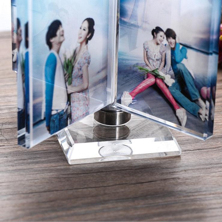 Rotated Windmill Crystal Photo Frame Glass Album for Pictures Frame 4 Pic Custom Made (AD3)(F62)