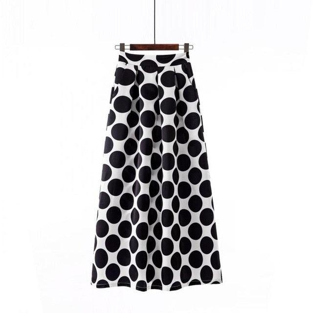 Cute Autumn Print Flora Maxi Skirt - Women Spring Long Pleated Skirts - Women Plus Size Fashion High Waist Skirt (TB7)(F22)(F20)