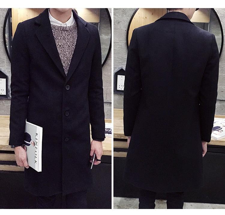 Men Autumn Winter Overcoats Wool Blends Business - Trench Long Jackets Leisure Overcoat Fit Male Solid Color 5XL (D100)(TM4)(CC1) - Deals DejaVu