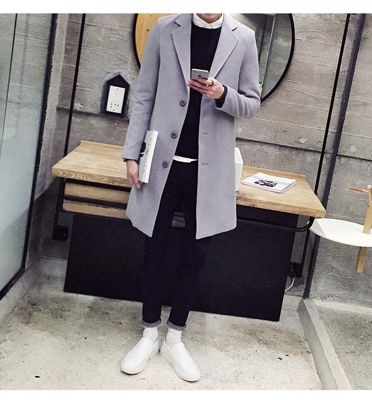 Men Autumn Winter Overcoats Wool Blends Business - Trench Long Jackets Leisure Overcoat Fit Male Solid Color 5XL (D100)(TM4)(CC1) - Deals DejaVu
