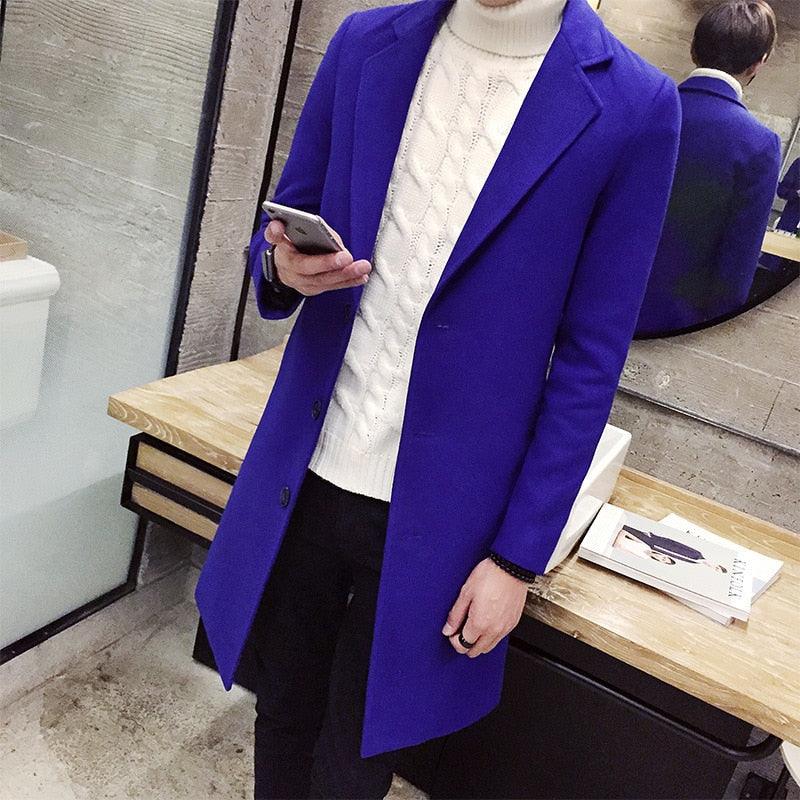 Men Autumn Winter Overcoats Wool Blends Business - Trench Long Jackets Leisure Overcoat Fit Male Solid Color 5XL (D100)(TM4)(CC1) - Deals DejaVu