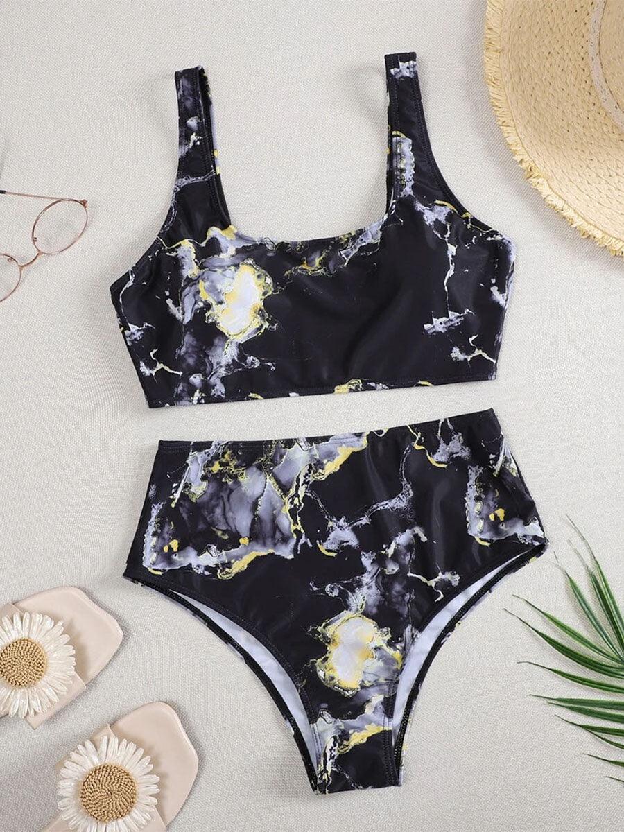 New Print Sport Bandeau Push up Bikinis - Sexy Marble Women Swimsuit High Waist Swimwear Women bathing suit Beach wear (TB8D)(1U26)(F26) - Deals DejaVu