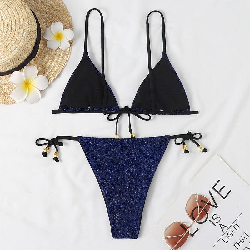 Bandage Thong Bodysuit Solid Two Pieces Swimsuit - Female Halter Brazilian Bikini Set High Waist Bathing Suit Women Swimwear (TB8D)(1U26)(F26) - Deals DejaVu