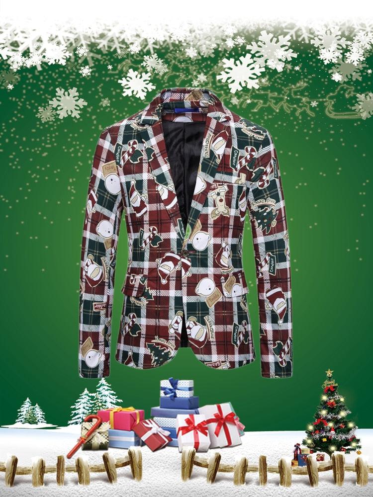 Buckle Male Blazer - Santa Claus Printed Blazers for Men (T2M)(CC5) - Deals DejaVu