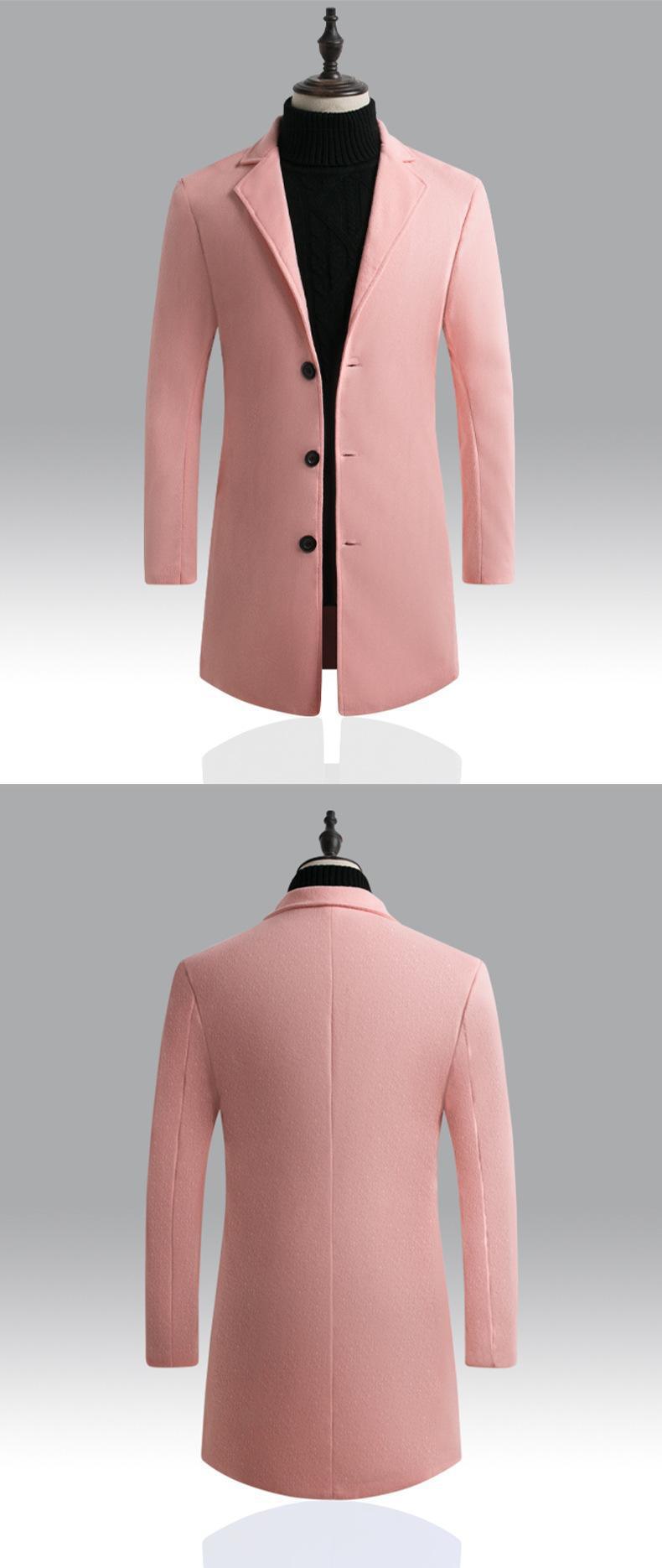 New Men Jacket Single Breasted Trench Coat - Solid Color Windbreakers Cardigan Jacket -Mens Overcoat chaquetas hombre (D100)(TM4)(CC1) - Deals DejaVu