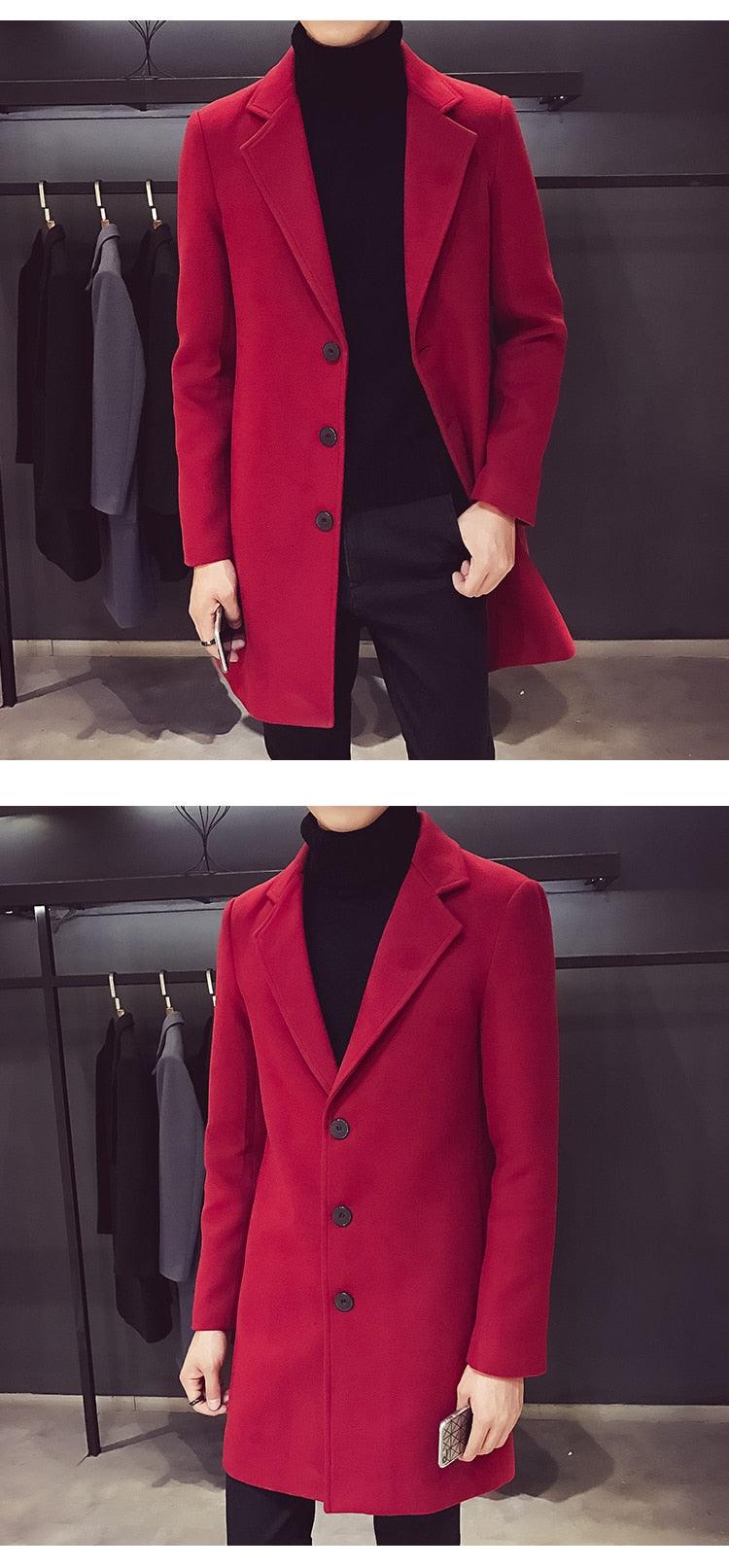 Men Autumn Winter Overcoats Wool Blends Business - Trench Long Jackets Leisure Overcoat Fit Male Solid Color 5XL (D100)(TM4)(CC1) - Deals DejaVu
